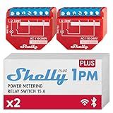 Shelly Plus 1PM UL | WiFi Smart Relay Switch with Power Metering Function | Bluetooth Gateway | Home Automation | Compatible with Alexa & Google Home | No Hub | Wireless Lighting Control (2 Pack)