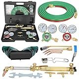 Upgraded Oxygen and Acetylene Gas Torch and Welding Kit Portable Cutting Torch Kit 17-Piece Oxygen Acetylene Torch Kit with 3 Rods and 1 Cutting Nozzle Heavy Duty Oxygen and Acetylene Torch Kit