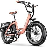 1500W Peak Electric Bike for Adults, 70Miles & 30MPH Electric Bicycle, 20''×4.0" Fat Tires for Urban Commuters,7 Speed Mountain Ebike Color Rose Pink e Bike Electric Women