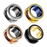 COOEAR Ear Gauges Screw Surgical Steel Plugs, Flesh Stretchers Earrings, Size 2g to 30mm Colorful Tunnels.