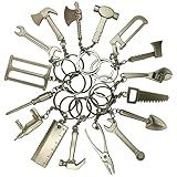 Goldengulf 16-Piece Pretend Play Set Mini Construction Multi Tools Metal Keychains, Assorted Designs for Creative Play & Gifting - DIY Toy Car Keyrings