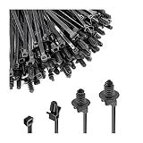 120PCS Car Push Mount Cable Zip Tie, Nylon Self Locking Cable Strap, Engine Bay Wire Harness Restraint Ties, Fastener Cable Clips Wraps for Indoor Outdoor, Compatible with Boat, Trailer, UTV