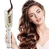 VISKS Professional Anti-Tangle Rotating Curling Iron, 1" Barrel with Large Slot & 3 Temperature Settings, Dual Voltage with Auto Shut-Off