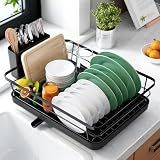 Kitsure Dish Drying Rack for Kitchen Counter, 12''W x 15.5''L, Black
