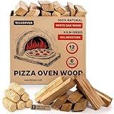 Pizza Oven Wood with Fire Starters, 12 lbs Kiln-Dried White Oak Logs (6 Inch) for Ooni, Solo Stove, Gozney – Low Smoke, Clean Split Firewood for Outdoor Cooking & Wood-Fired Pizza, Approx 800 cub.in.