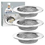 MR.SIGA Kitchen Sink Strainer, Stainless Steel Sink Drain Strainer, Dishwasher Safe, Outer Diameter 4.4 inch/11.2cm, Inner Diameter 3 inch/7.6cm, Pack of 3