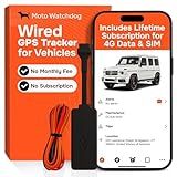 Wired GPS Tracker for Vehicles, No Subscription with Real-Time Location, Easy Install, Speeding Monitoring, Route History, Geofence, for Fleets & Families, USA, Moto Watchdog
