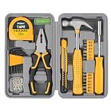 Hi-Spec Small Tool Kit Compact Set for Home and Office DIY, 25-Piece Yellow Mini Tool Box for Basic Household Repairs, Starter Toolkit in a Portable Toolbox Case.