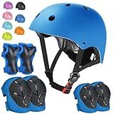 Kids Bike Helmet Set Adjustable Helmet for Ages 3-15 Kids Toddler Boys Girls Youth, Multi-Sport Bicycle Skateboarding Football Rollerskating Scooter Rollerblade Balance Bike Helmets