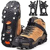 ZUXNZUX Crampons, Ice Cleats for Shoes and Boots, Silicone Stainless Steel Grippers Shoe Spikes Grips Traction for Snow, Winter Hiking Climbing Ice Fishing