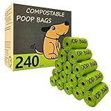 moonygreen Certified Compostable Dog Poop Bag Rolls, Landfill friendly Doggie Poop Bags, Vegetable-Based, ASTM D6400, Unscented, Extra Thick, Leak Proof, Size 9 x 13 Inches, Refills 240 Counts
