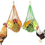 CooShou Chicken Vegetable String Bag Poultry Fruit Holder Chicken Cabbage Feeder Treat Feeding Tool with Hook for Hens Chicken Coop Toy for Hen Goose Duck