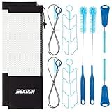 8 Pcs Set Reservoirs Backpack Accessories Hydration Bladder Cleaning Kit with Flexible Long Brush for Hose, Small Bite Valve and Big Brush, Drying Collapsible Bladder Frame, Carrying Pouch (Blue)