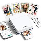 Nelko Photo Printer, PP01 Color Mini Portable Printer, Instant Smartphone Inkjet Printer, Sticky-Back Rechargeable Portable Picture Printer for iOS & Android, for Christmas Family, White
