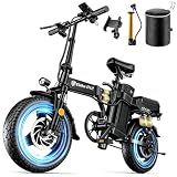 DTTZH A12 1000W Folding Ebikes for Adults, Electric Bike Foldable, 14" Commuter Foldable Ebike, 750W Motor Folding Electric Bicycle, 48V 15Ah Battery UL 2849 Certified, 60 Miles Range (Black)