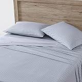 Eddie Bauer - Twin Size Sheet Set, 100% Cotton Percale Bedding, Crisp & Breathable Bed Sheets with Pillowcase, Fully Elastic Fitted Sheet, Deep Pocket Fit (Ticking Stripe)