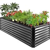 Best Choice Products 8x4x2ft Outdoor Metal Raised Garden Bed, Deep Root Planter Box for Vegetables, Flowers, Herbs, and Succulents w/ 478 Gallon Capacity - Gray