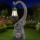 IVCOOLE Elephant Garden Statue Solar Lights Outdoor Garden Decor for Outside Patio Home Porch Balcony, Yard Art Lawn Ornaments Elephant Decor Birthday Gifts for Women Mom Grandma Animal Lovers