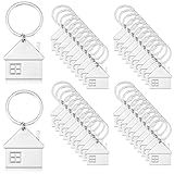 Taiyin 45 Pcs House Key Chain House Shaped Pendant Keychains Home Keychain Set Cute home with Window Key Charm Metal Keyring Gift