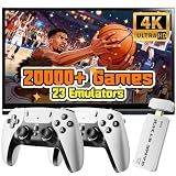 2026 New Retro Gaming Console Stick Pro, Classic Video Games with 4K HDMI, Built-in 23 Emulators, 20000+ Games, Plug & Play TV Video Gaming Stick with Dual 2.4G Wireless Controllers(64GB)