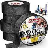 XFasten Wire Harness Tape, 3/4-Inch x 50-Foot (5-Pack), High Temp Wiring Loom Harness, Self-Adhesive Felt Cloth Electrical Tape for Automotive Engines, Noise Dampening, and Cable Protection