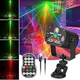 Qajok DJ Laser Party Lights, RGB LED Disco Light, Sound Activated Projector Strobe Light with Remote Control for Christmas Halloween Decorations Karaoke Birthday Dance Wedding Stage Show