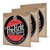 D'Addario Pro Arté Nylon Classical Guitar Strings, EJ45-3D, Normal Tension, 6-String Set, Pack of 3