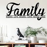 Family Wall Decor Rustic Metal Family Signs for Farmhouse Home Living Room Bedroom Decor - 16.5"X7.5"