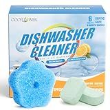 OOOFLOWER 6-Pack Dishwasher Detergent and Deodorizer Tablets with Kitchen Sponge, Deep Clean Formula, Dishwasher Safe, Removes Scale, Odors, and Hard Water Residue (Lemon Scent)