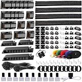 ELII 327 PCS Cable Management Kit 4 Cable Cable Sleeves,65 Cable Clips with 13Cord Holders,25 Roll Cable Organizer Straps,200 Fastening Cable Ties,20 Cable Zip Tie Mounts for Computer (Black)
