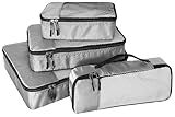 WTREE 4-Piece Packing Cubes Travel Accessories Set for Suitcases - Luggage Organizer Bags with Double Zipper - Mesh Top - Small/Medium/Large/Slim - Grey