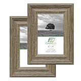 FrameWorks - 2-Pack - 4” x 6” Rustic Farmhouse Wooden Picture Frames with Luxury Wide Molded Edges and Tempered Glass