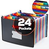Ultra-Large Accordion File Organizer with Tabs & Stickers, Legal Size/Letter/A4 Paper 24 Pockets Expanding File Folder, Expandable Important Document Organizer Bill Receipt Paper Storage
