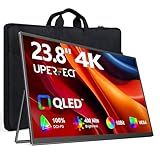 UPERFECT Portable Monitor 4K 23.8" QLED| 400 Nits 24" Large Monitor | 3840 * 2160 UHD 100% DCI-P3 | 1MS FreeSync | USB-C & HDMI | VESA & Kickstand | Second Screen for Computer, Mini PC, Game Consoles