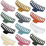 12 Pack Hair Claw Clips Large 4.3 Inch Hair Clips Stylish Barrettes in 12 Colors for Women
