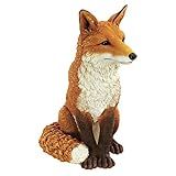 Design Toscano Simon The Woodland Fox Indoor/Outdoor Garden Statue for Patio, Pool or Lawn, 18 Inch Tall, Cast Stone Resin, Red Orange Paint