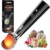 Heated Ice Cream Scoop with LED Display — Rechargeable Electric Ice Cream Scoop with Comfortable Handle, 3 Modes, IPX7, Non-Stick Stainless Steel for Hardened Ice Cream Fathers Day Gifts