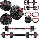 UNNMIIY Adjustable Dumbbells, 20/30/45/70/90lbs Free Weight Set with