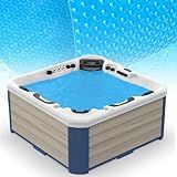 Abimars 16 Mil Solar Hot Tub Spa Bubble Cover 6x6 FT, Heavy-Duty Square Thermal Blanket Retains Heat, Reduces Evaporation & Cuts Energy Costs for Spa & Hot Tub Use