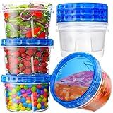 BiuLeon 6 Pack-17oz Freezer Storage Containers, Plastic Food Storage Containers with Twist Top Lids, BPA Free and Reusable Soup Containers with Lid, Microwave and Dishwasher Safe