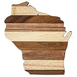 Totally Bamboo Rock & Branch Shiplap Series Wisconsin State Shaped Wood Cutting Board and Charcuterie Serving Platter, Includes Hang Tie for Wall Display