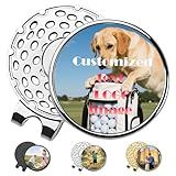 Personalized Golf Ball Marker Hat Clip, Funny Magnetic Hat Clips with Your Photo Logo Text Name, Custom Golf Ball Markers Unique Gifts for Men & Women (Silver)
