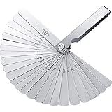 Stainless Steel Feeler Gauge Dual Marked Metric and Imperial Gap Measuring Tool (0.04-0.63 mm, 26 Blades)