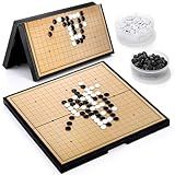 Yarlung Go Game Set, Magnetic Go Stones with 14.6 Inch Foldable 19x19 Game Board, Wei Qi Tabletop Strategy Game for 2 Players, Teens Adults