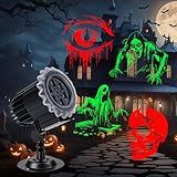Brighter Halloween Decorations Projector Lights Outdoor, Display 4 Dynamic HD Patterns at a Time(Skulls, Zombies, Ghost, Eyes), Holiday Projector Light for Yard, Patio, Garden, Party Decor