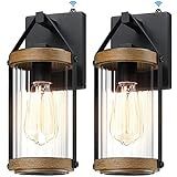 LONEDRUID 2 Pack Dusk to Dawn Outdoor Wall Light Fixtures Photocell Sensor Exterior Lantern Sconce Lighting Waterproof Outside Wall Mount Lamp for House Patio Garage Entryway Doorway