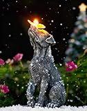 Goodeco Dog Statue with Solar Butterfly - Ideal Gifts for Dad, Mom or Birthdays, Beautifully Crafted Outdoor Decorations to Wow Your Guests