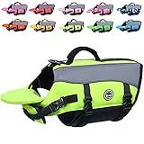 VIVAGLORY Front Float Dog Life Vest, Dog Life Jacket for Swimming & Boating, Swimming Vest with Chin Float & Handle, Ripstop & Buoyancy for Puppy Doggy, XXS, Bright Yellow