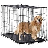 BestPet | Dog Crate | 48" | Black | Foldable Metal Kennel with Double Doors, Secure Slide-Bolt Latches, Leakproof Tray | Portable Dog Cage for Large Breeds | for Travel, Indoor & Outdoor Use