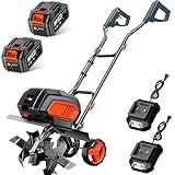 Cordless Electric Tiller Garden Cultivator TaskStar 40V Power Tiller Total 5000mAhx2 Battery Powered Rototiller 14" Width 9"Depth Tiller for Gardening,Dynamical Brushless Motor Enable Smooth Workflow